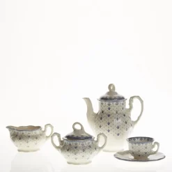 Juego de café de 27 piezas colección Flor de Lis Azul