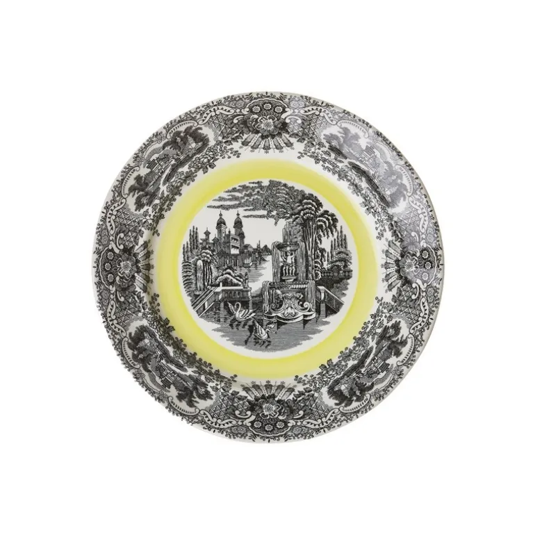 Set de 4 platos de postre colección Negro Vistas Yellow by Aaron Stewart
