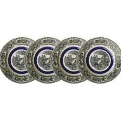 Set de 4 platos hondos colección Negro Vistas Blue by Aaron Stewart