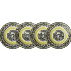 Set de 4 platos hondos colección Negro Vistas Yellow by Aaron Stewart