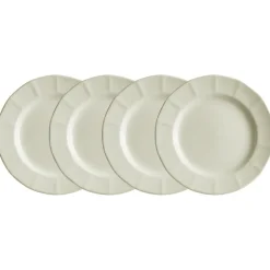 Set de 4 platos llanos 28 cm colección Ochavada Blanca