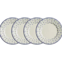 Set de 4 platos llanos 28 cm colección Flor de Lis Azul