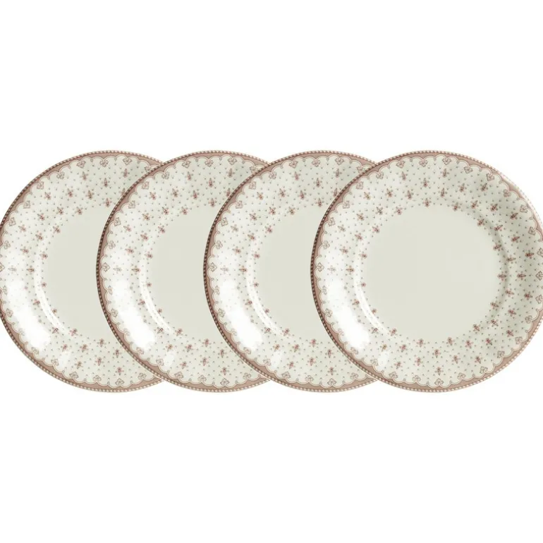 Set de 4 platos llanos 28 cm colección Flor de Lis Rosa
