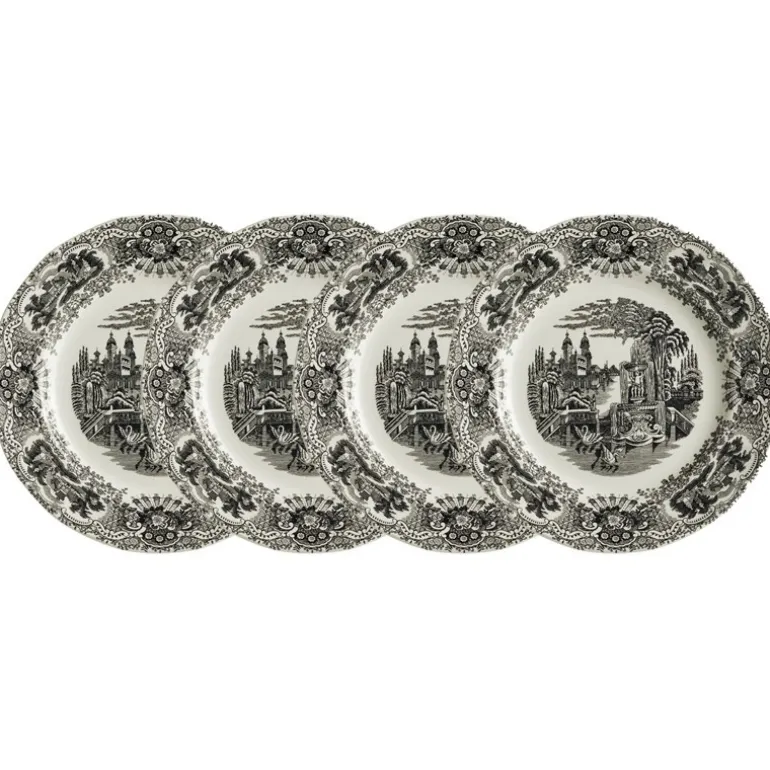 Set de 4 platos llanos 28 cm colección Negro Vistas