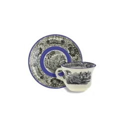 Set de 4 tazas de café con platillos colección Negro Vistas Blue by Aaron Stewart