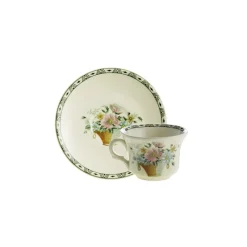 Set de 4 tazas de café con platillos colección Canasto Floral