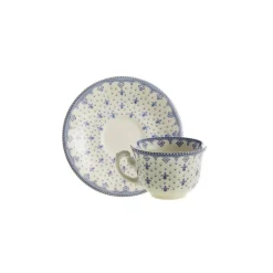 Set de 4 tazas de café con platillos colección Flor de Lis Azul