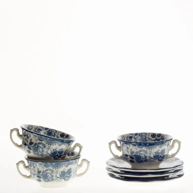 Set de 6 tazas de consomé con platillos colección Ceilán