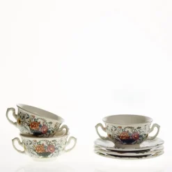 Set de 6 tazas de consomé con platillos colección Bellavista