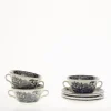Set de 6 tazas de consomé con platillos colección Negro Vistas