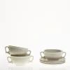 Set de 6 tazas de consomé con platillos colección Imperio Blanca