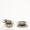 Set de 6 tazas de consomé con platillos colección Atenea