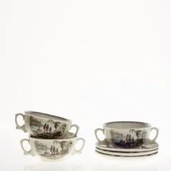 Set de 6 tazas de consomé con platillos colección Atenea