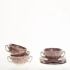 Set de 4 tazas de consomé con platillos colección 202 Rosa