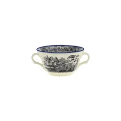 Set de 4 tazas de consomé con platillos colección Negro Vistas Blue by Aaron Stewart
