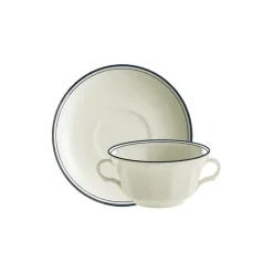 Set de 6 tazas de consomé con platillos colección Basic Line Blue