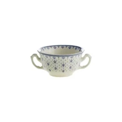 Set de 6 tazas de consomé con platillos colección Flor de Lis Azul