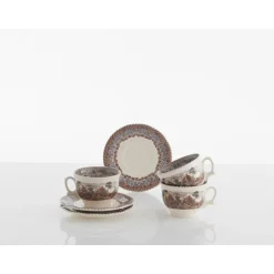 Set de 4 tazas de desayuno con platillos colección Viejo Molino