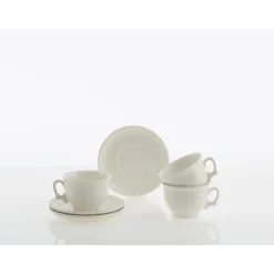 Set de 4 tazas de desayuno con platillos colección Imperio Blanca