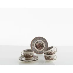 Set de 12 tazas de desayuno con platillos colección Viejo Molino