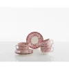 Set de 6 tazas de desayuno con platillos colección 202 Rosa