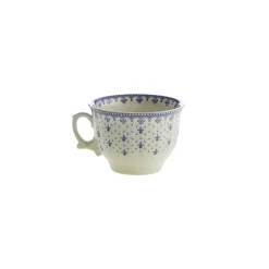 Set de 12 tazas de desayuno con platillos colección Flor de Lis Azul
