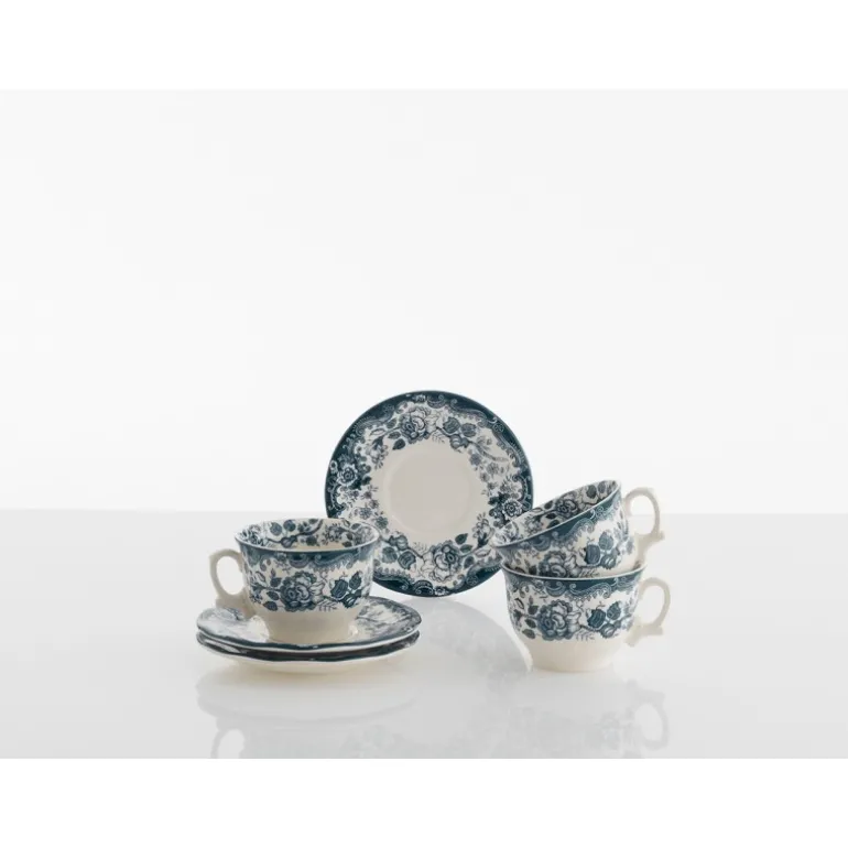 Set de 6 tazas de desayuno con platillos colección Ceilán