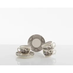 Set de 6 tazas de desayuno con platillos colección Atenea