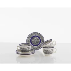 Set de 6 tazas de desayuno con platillos colección Negro Vistas Blue by Aaron Stewart