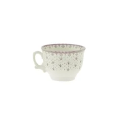 Set de 4 tazas de desayuno con platillos colección Flor de Lis Rosa
