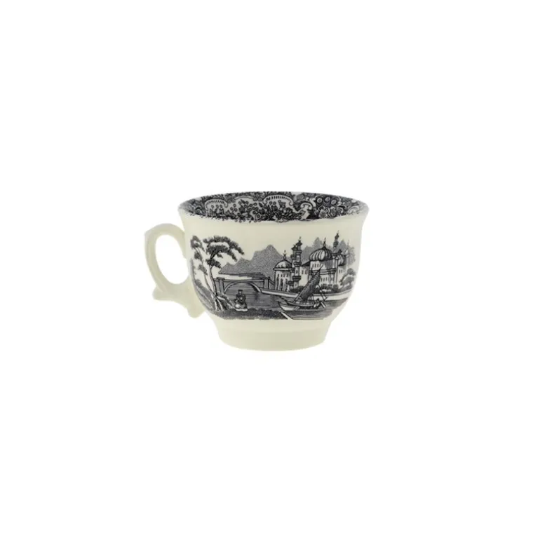 Set de 6 tazas de desayuno con platillos colección Negro Vistas