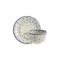 Set de 4 tazas de té con platillos colección Flor de Lis Azul