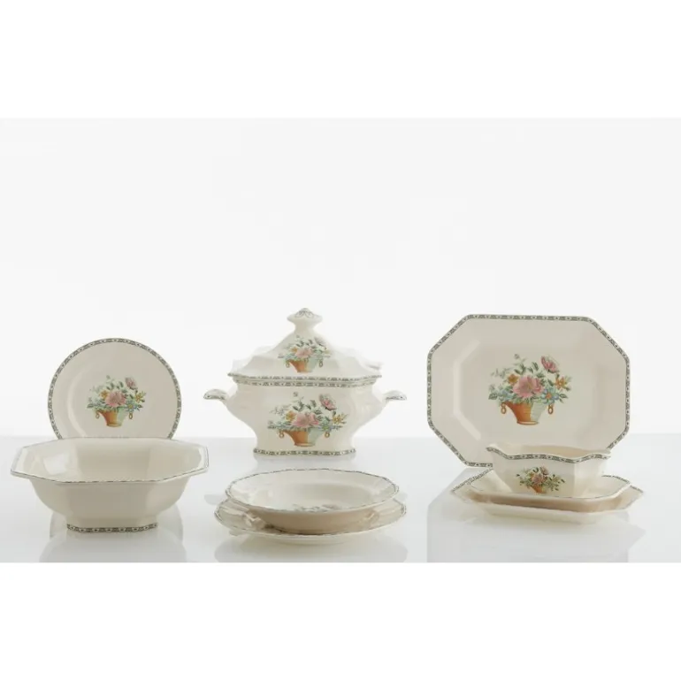 Vajilla completa de 42 piezas colección Canasto Floral
